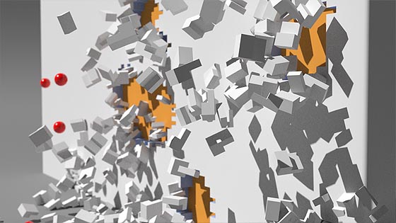 Object disintegration on the face level.